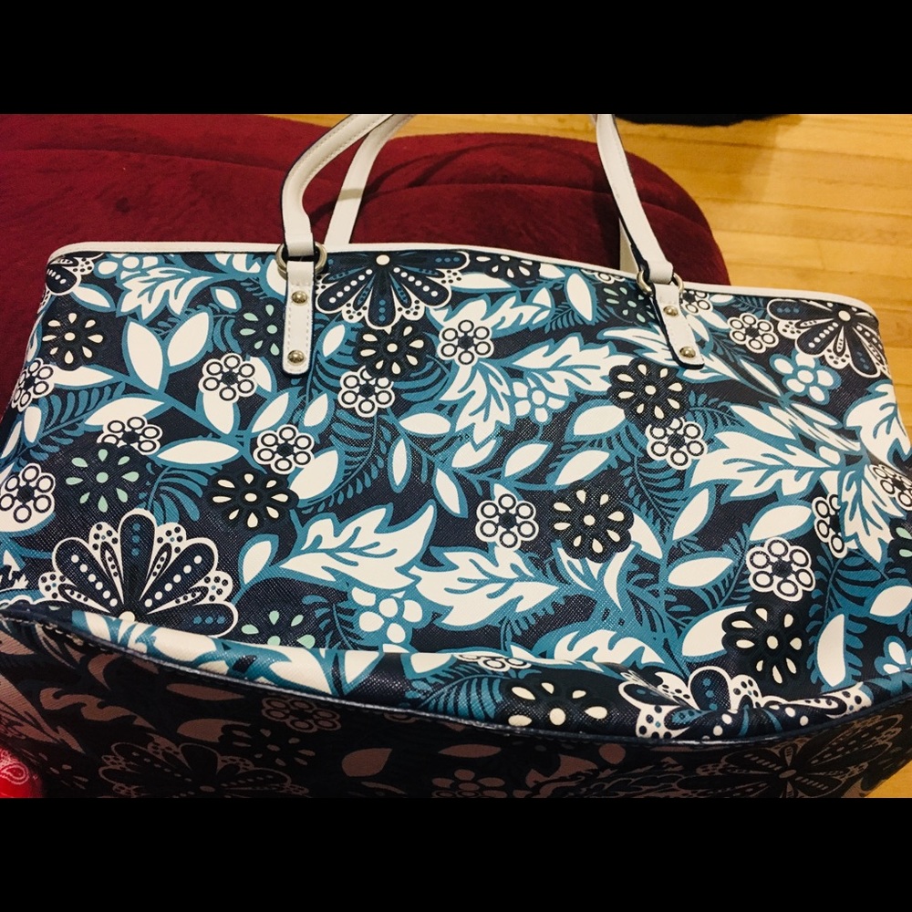 Nine West Teal and Navy Paisley Purse & mini purse